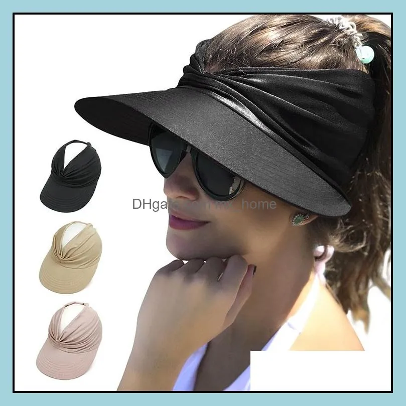 Women Sport Empty Top Hats Summer Wide Brim Sun Hat Sunshine Protection Visor Quickly-dry Cap Baseball Caps M4082