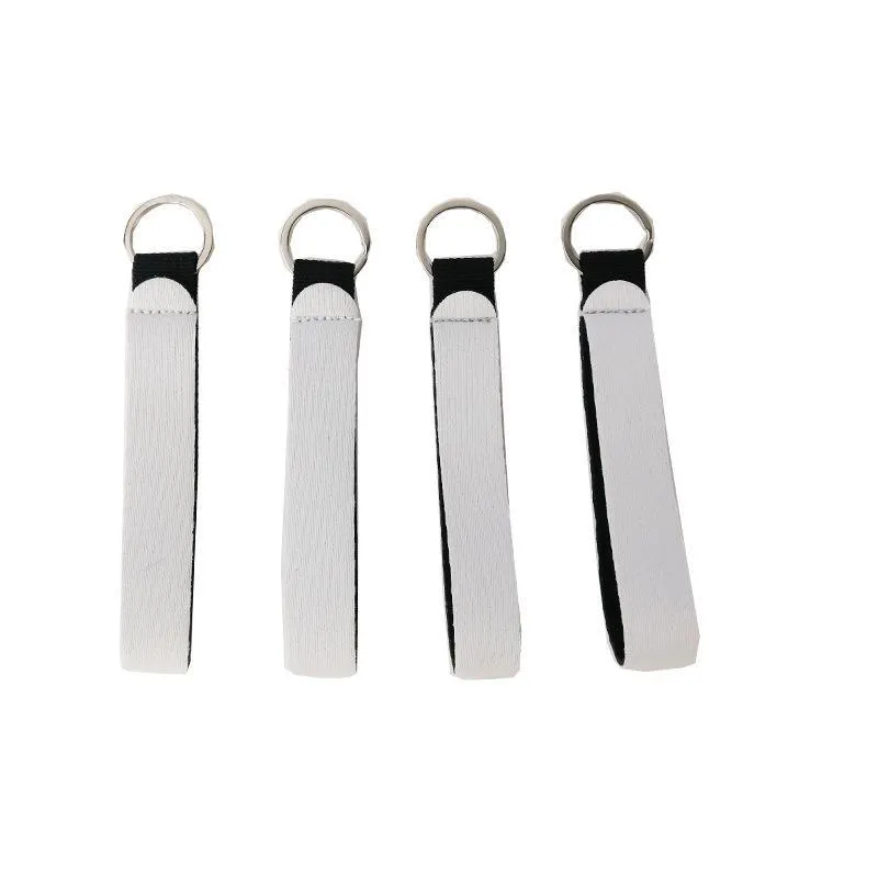 Neoprene Wristlet Keychains Favor Sublimation Print Blank Lanyard Strap Band Split Ring Key Chain Holder Hand Wrist Keychain For Girls/Women YFA2993