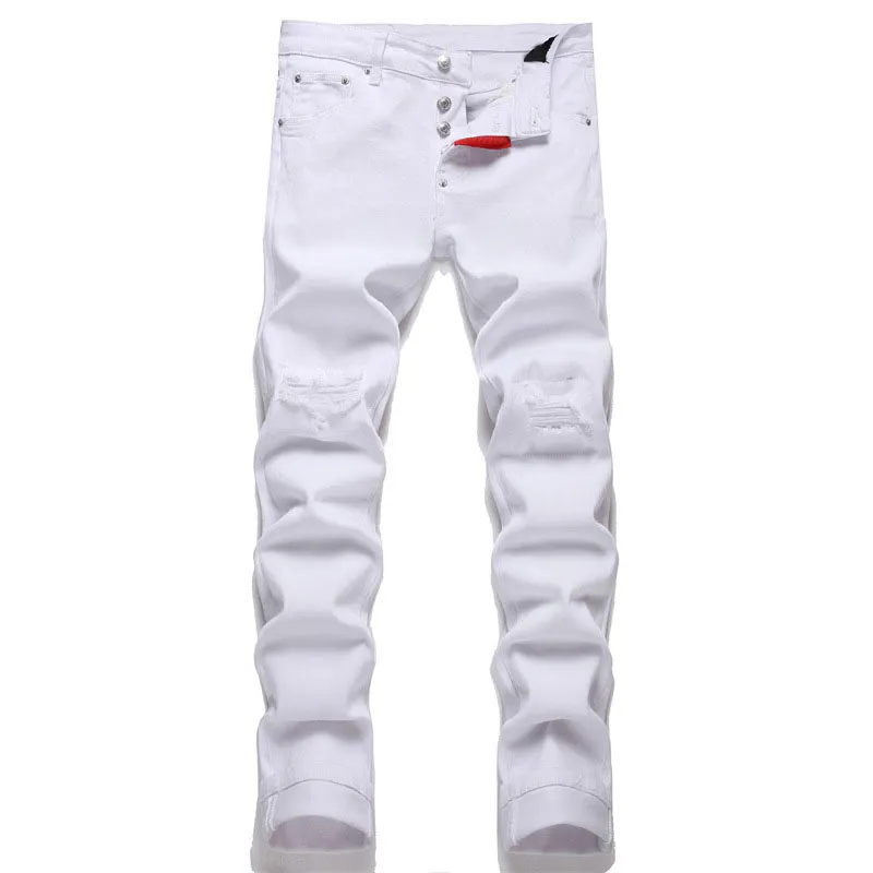 Blanc Amirs Designer Jeans Pantalons Tendance Vêtement Jeunes Garçons Bleu Denim Streetwear Femme Urbaine Hommes Skinny Stretch Rip Pantalon avec Poche Unie En Gros En Vrac