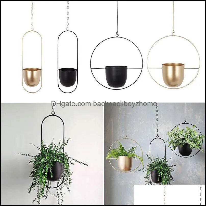 Metal Plant Hanger Chain Hanging Basket Flower Pot Plant Holder Garden Balcony Cachepot For Flowers Metal Basket Drop 220303