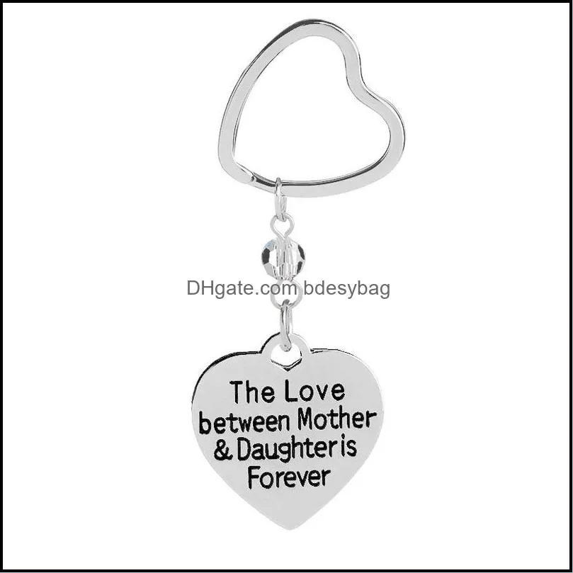 Fashion Lettering Key Rings For Men B est Dad In The World Cross Round Heart Mama Bear Silver Love Son Keychain Jewelry Fathers Mothers Day Couples