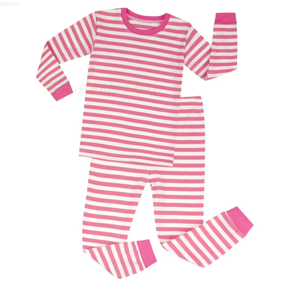 Baby Girls Pink White Striped Clothes Hosen Pijama Sets Kleinkind Weiche Baumwolle Nachtwäsche für Kinder Pyjamas Kinder Homewear J220816