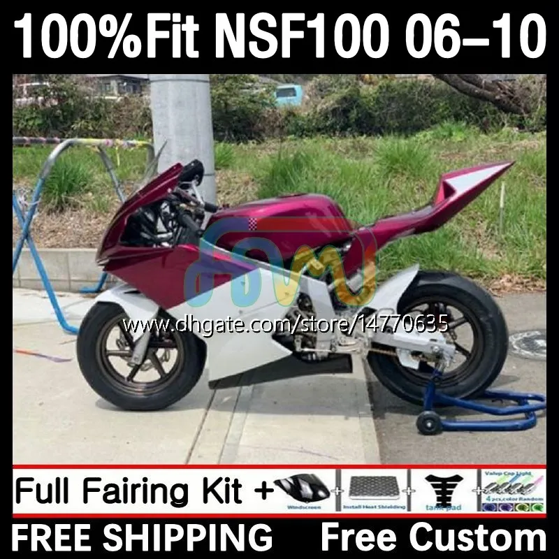 Glassfiber Race هيكل السيارة لـ Honda Fiberglass NSF100 NSF 100 06-10 10DH.52 NSF-100 06 07 08 09 10 NS-F100 2006 2007 2008 2008 2010 Ingection Motaling Red Red