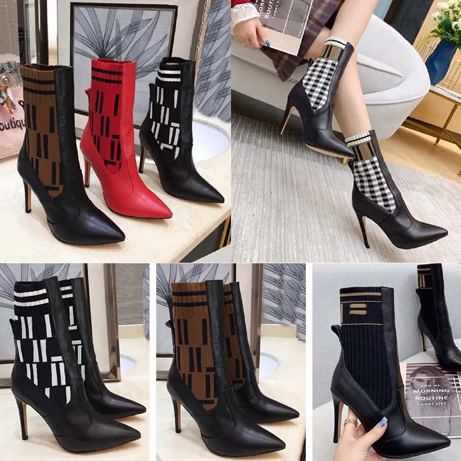 Boots 2022 New Leather Leather Martin Boots Women Stretch Sock Boot Boot Slashling Calkle Round Round Toe Lace-Up Bootie Single Bootie