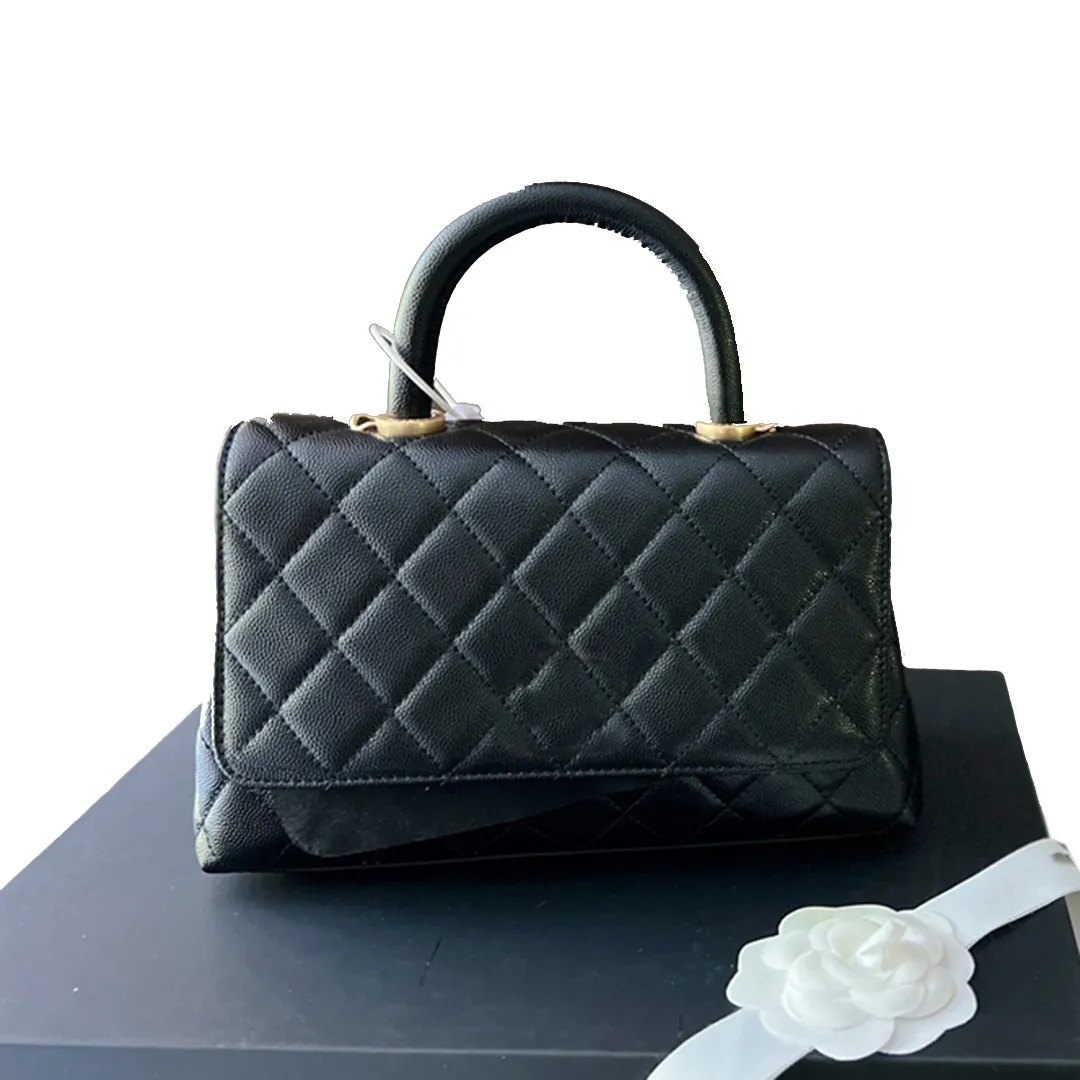 Mermaid Quilted Flap Caviar Leather Handbag With Gold Chain High