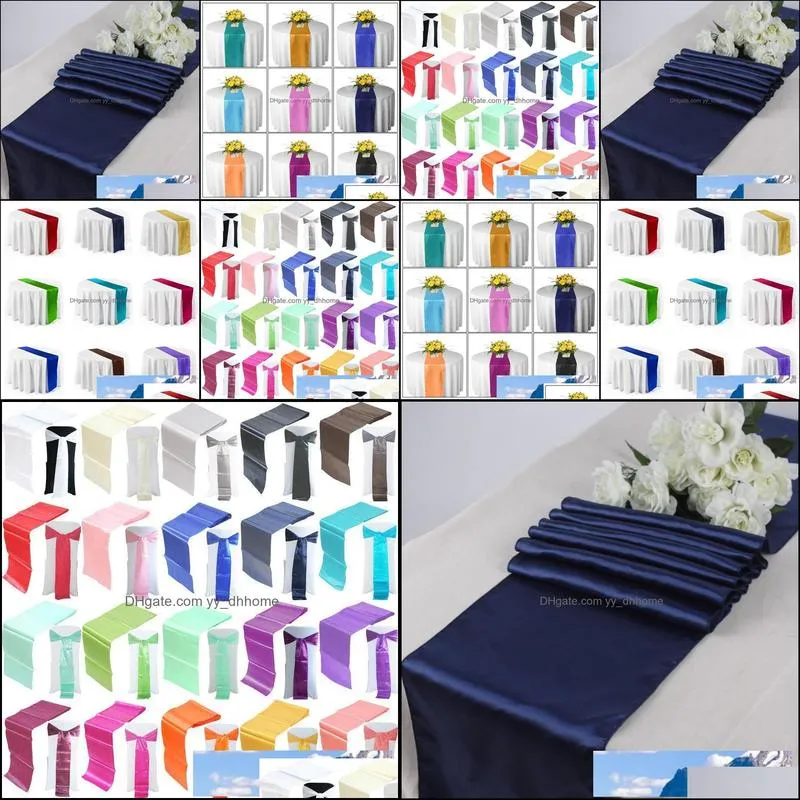 Wholesale- new 10PCS navy blue Satin Table Runners 12