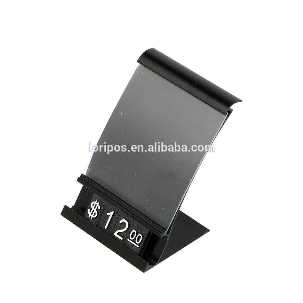 Desk Metal Sign Frame Stand With US Euros RMB Dollars Digital Numbers Adjustable Price Display Rack Shelf top Label Holder