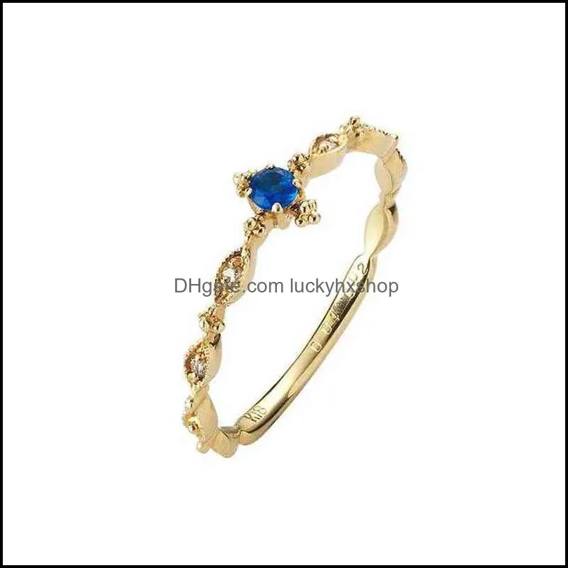 Rings de anillo solitario joya de lujo R530 boda femenina nueva estilo azul delgado para mujeres color dorado ryst blancos dh5pm