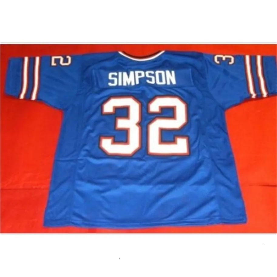 Uf Chen37 custom Front and back mesh fabric BLUE OJ SIMPSON High quality full embroidery College Jersey SIZE S-5XL or custom any name or number jersey