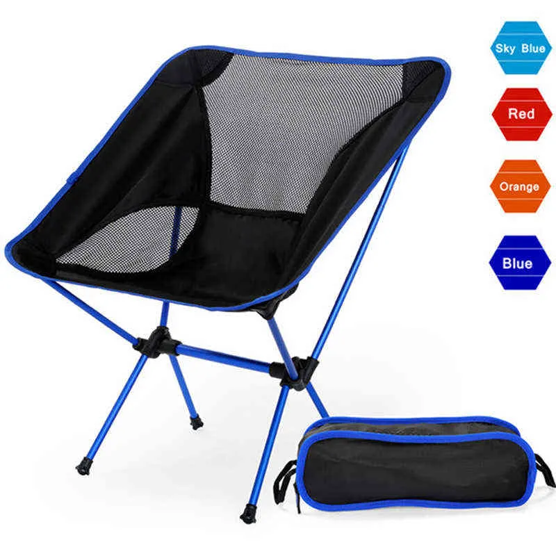 Taşınabilir kamp plaj sandalyesi Hafif katlanır balıkçılık açık havada kampı açık ultra hafif turuncu kırmızı koyu mavi plaj sandalyeleri h220418