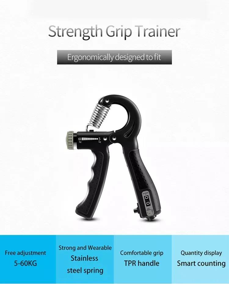 Body Building Fitness Equipment R-Shape Strength Réglable Compteur d'exercice Poignée de main