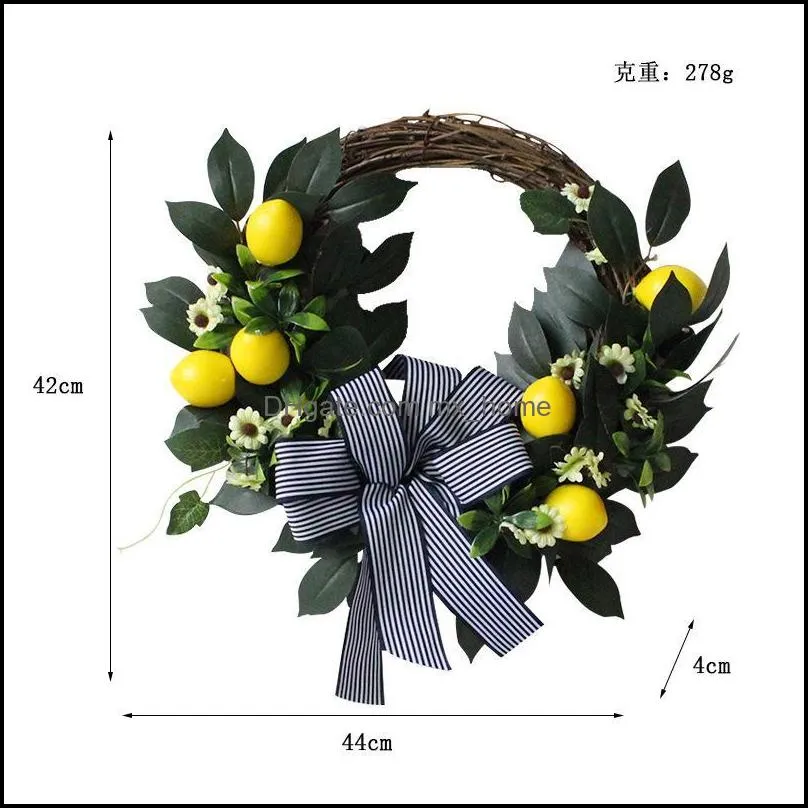 Decorative Flowers & Wreaths 44cm Artificial Floral Wreath Daisy Fake Flower Garland For Home Front Door Wedding Festival Wall Hanging