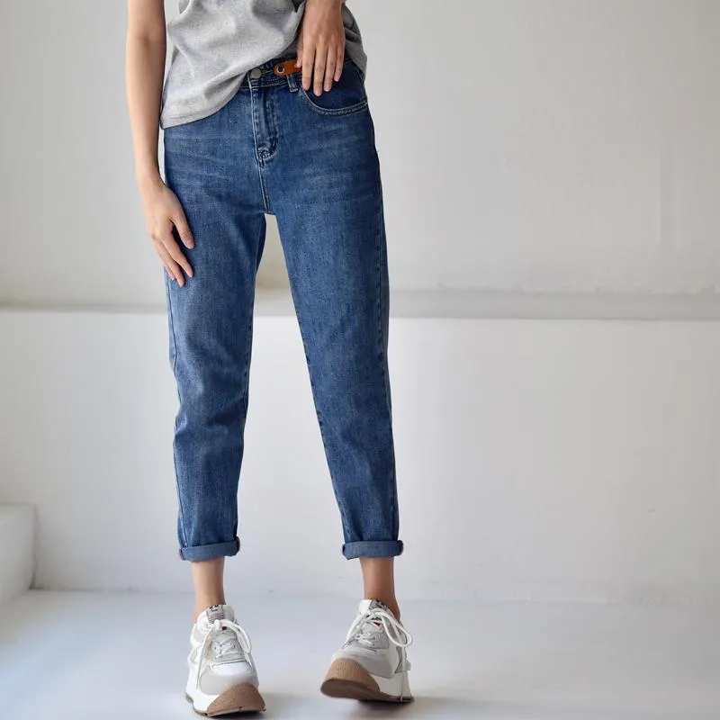 Pantaloni da donna Capris MICOCO N2022C Casual Art Retro Wash Grab Jeans larghi e comodi affusolati Nine Cent