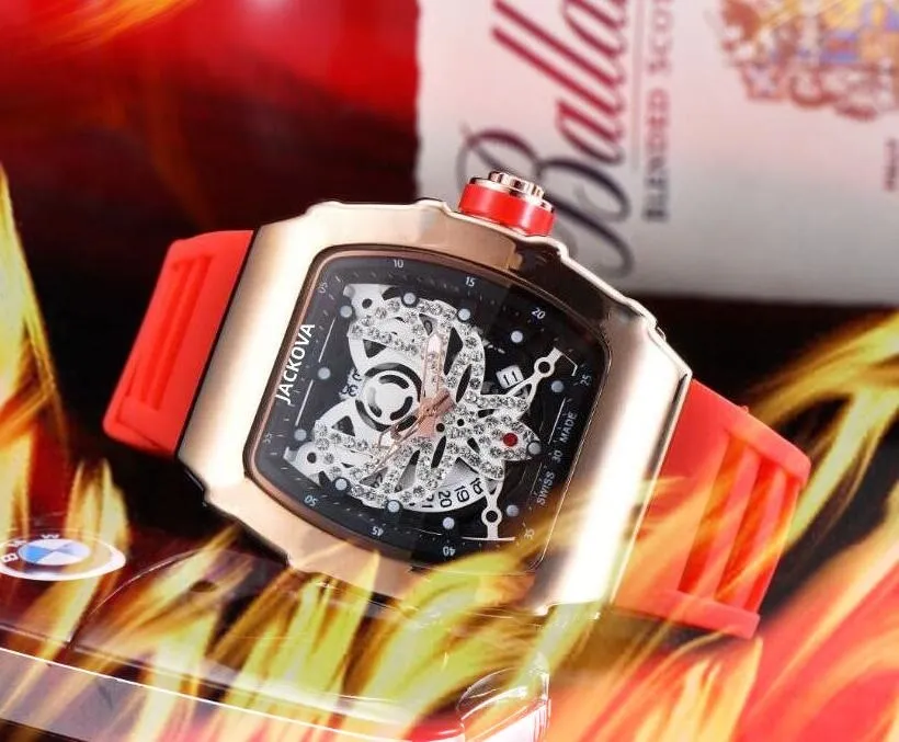 Верхний бренд резиновый силиконовый Quartz Fashion Mens Time Time Watch 43 мм Auto Date Diamons Dial Fashion All the Crime Sport