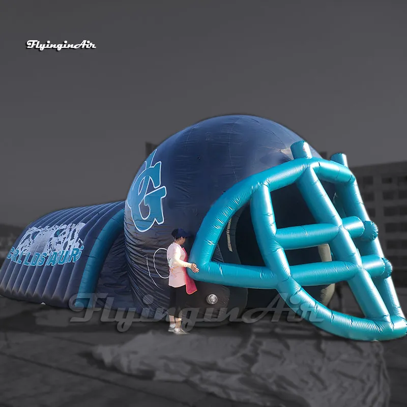 Customized Huge Inflatable Helmet Football Team Entrance Tunnel 4m Airblown Passageway With Badge For Outdoor Match