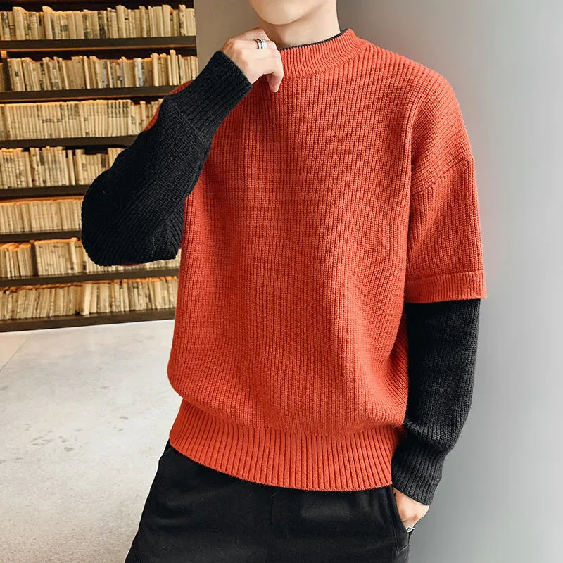 2021 Nuova moda Autumn Inverno Spessore a maglia Pullover a maglia Maschi di patchwork maschile di grandi dimensioni maglioni casual sciolte D197 G22801