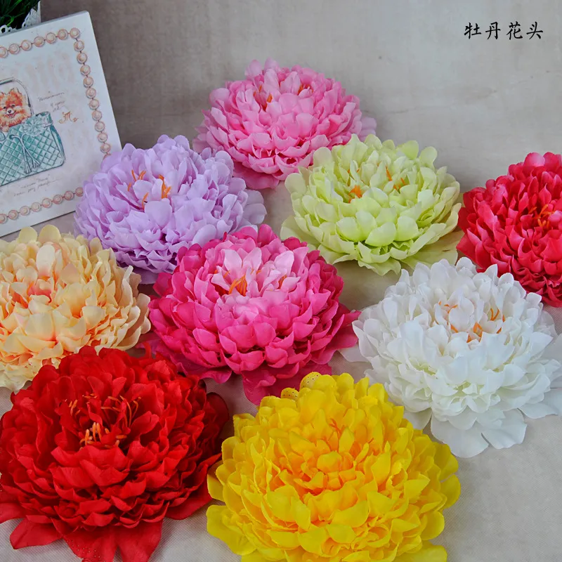 Artificial Peony Flowers Heads Diameter 20cm Silk Simulation Flower Head Decor for Home Wedding Birthday Party Decoration