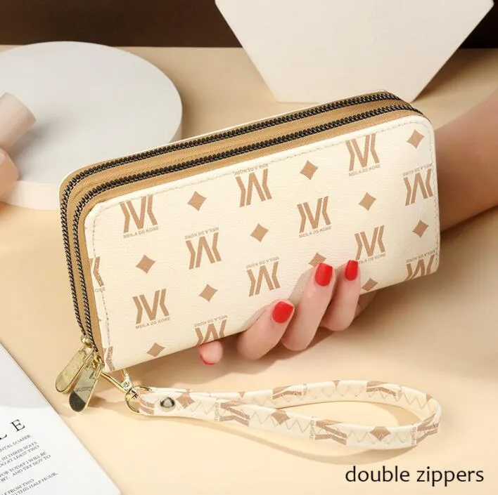 Nouvelles femmes portefeuilles double fermetures éclair téléphone portable pochette longue décontracté portefeuille sac d'argent porte-carte carteras femme sac à main