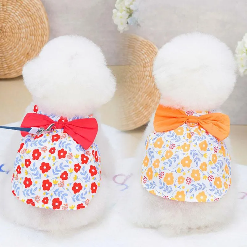 Dog Collars & Leashes Pet Clothes Dress Summer Puppy Suspenders Big Bow Skirt Sweety Princess Cute Sleeveless FashionDog