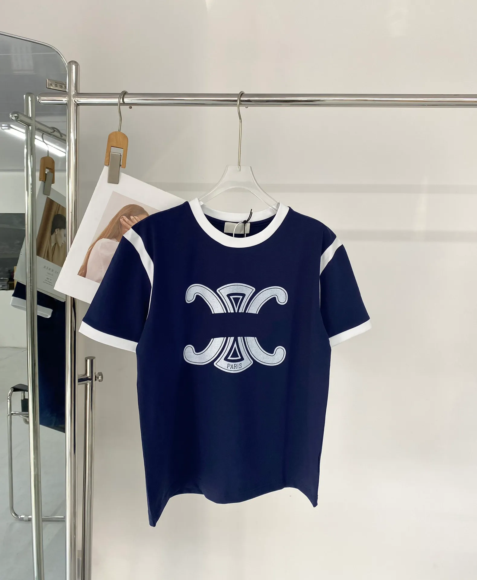 Men's T-Shirts designer 2022 mens crewneck tees Autumn New Color Matching Shoulder Arc de Triomphe Letter Short Sleeve top m3vW# B1SB