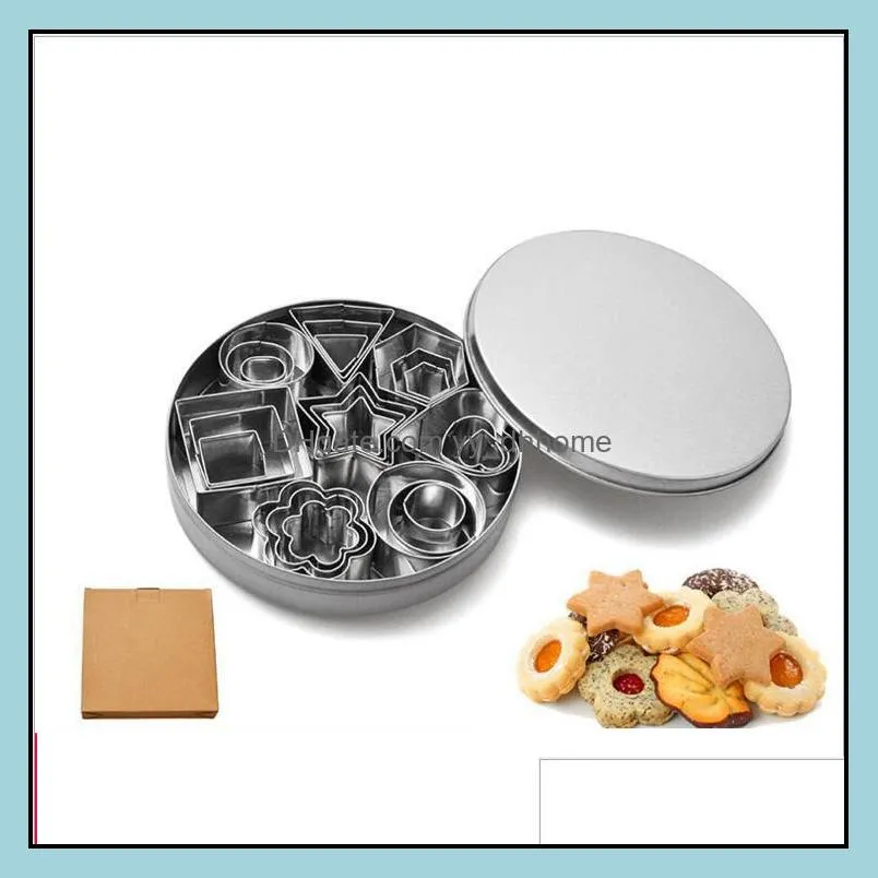 cookie moulds stainless steel biscuit mould diy cookie molds pattern cake printing set 24 pieces geometric pattern baking utensils