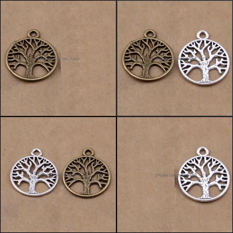 Hollow Out Life Tree Pendants Alloy Charms Tree Of Life Diy Jewelry