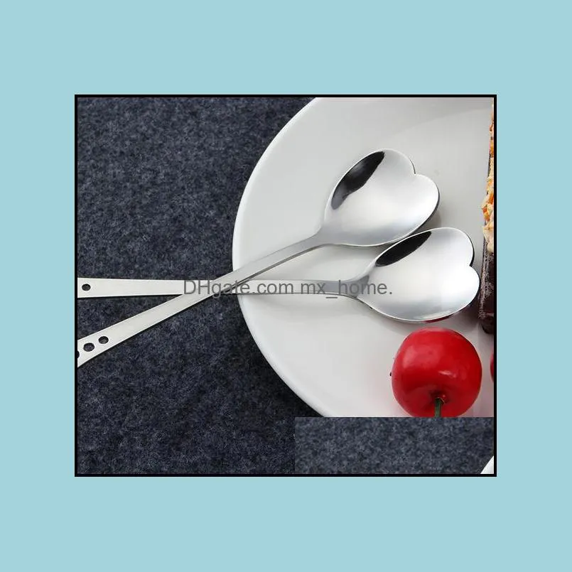 Heart Shape Stainless Steel Coffee Spoon Dessert Sugar Stirring Spoon Ice Cream yogurt Honey Spoon Kitchen Hot Gift XB