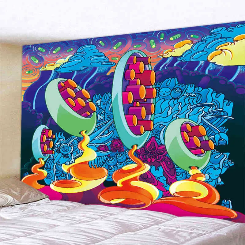 Funghi psichedelici Arazzo Mandala Decorazione della stanza Tappeti da parete in stile coreano Dorm Essentials Panno Tapiz J220804