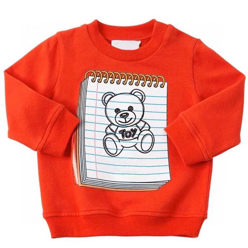 Çocuk Sweatshirts 22FW Gevşek Külot Üstler Uzun Kollu Gömlek Çocuk Erkek Kızlar Giyim Mektup Ayı Başlıca Ölçekli 4 Stil