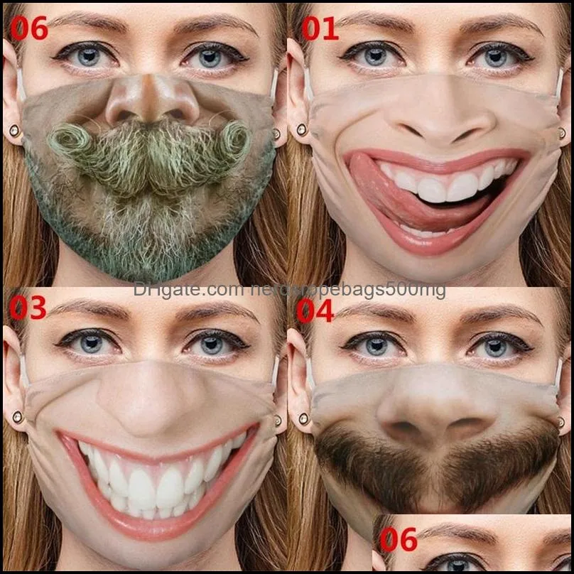 Funny Countenance Mascarillas Emoticon Smile Beards Teeth Cotton Cigar Nose Respirator Mouth Tongue Reusable Face Masks Washable 4mg