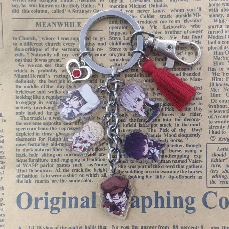 Nyckelringar Bungo Stray Dogs Acrylic Anime Keychain för Lady Key Ring Smycken Födelsedagsfest Skolbag Dekoration Pupil Girl Present