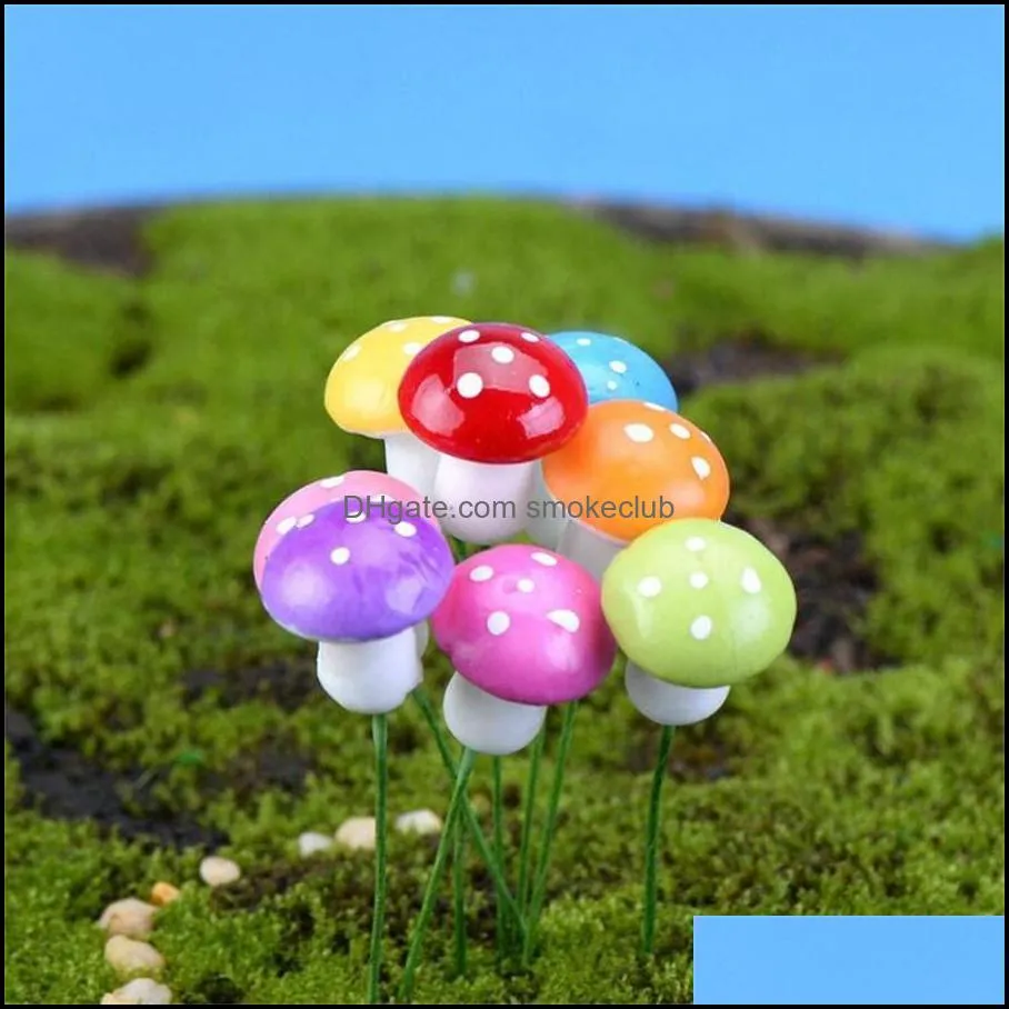 Garden Decorations 7 Colors 2cm 3cm Fairy Foam Mushroom Colorful Miniature Artificial Plants Garden Gnome Cute Mushroon