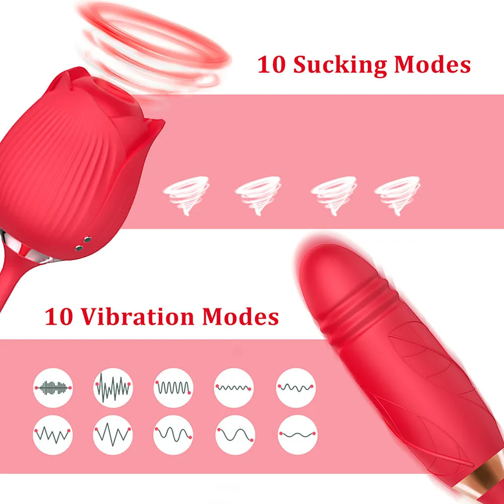 Vibrador para lamer la lengua en forma de rosa para mujer