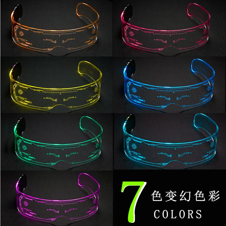Rainbow visor sunglasses hologram iridescent rave led light up goggles 7 colors Amazon.com: Fency Light Up Rave Glasses, Bilaterally  main image 2