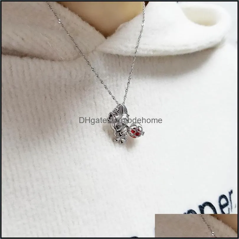 New European and American Simple Fashion Pearl Drop 925 Silver Snow Necklace Drop Cage DIY Pendant Accessories