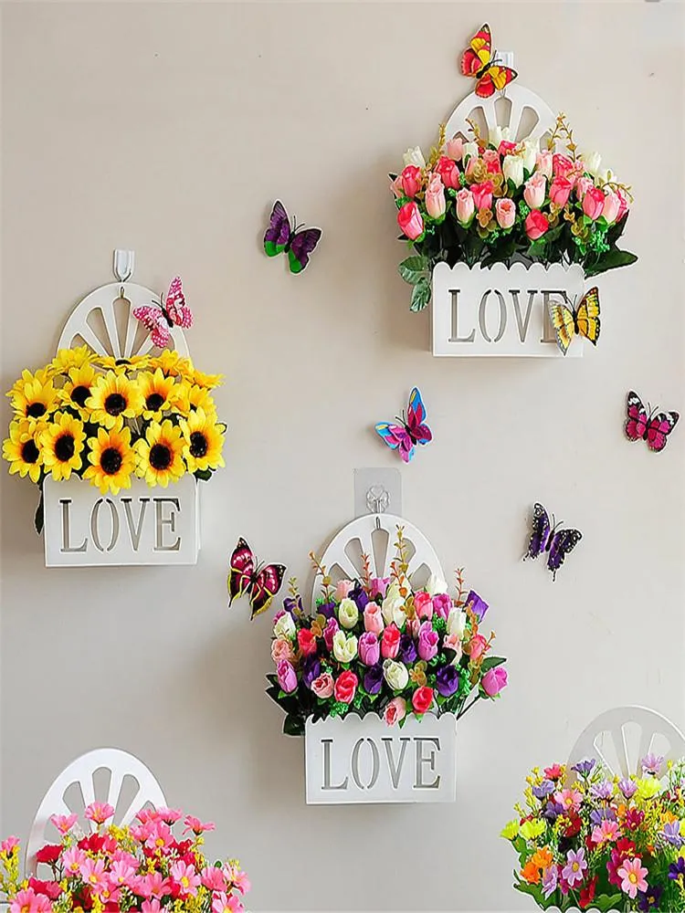 Party Decoration Artificial Flower Wall Hanging Basket Wedding Table Center Fake SuppliesParty