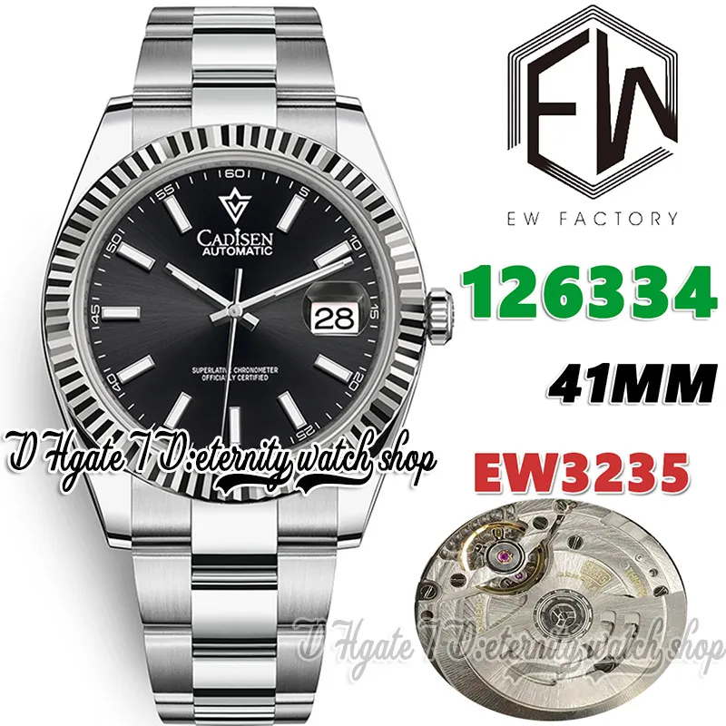 EWF V3 EW126334 Cal.3235 EW3235 Automatische heren Watch 41 Black Dial Stick Markers 904L roestvrijstalen armband met dezelfde seriële garantiekaart super eeuwigheid horloges