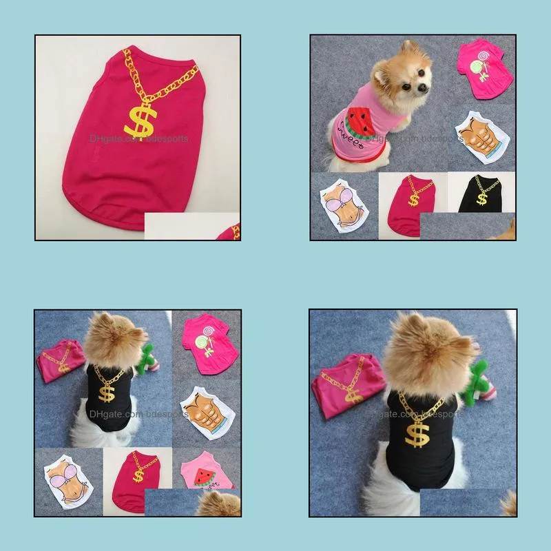 Summer Pet Vest Clothes Gold Necklace T-shirts Small Dogs Net Mesh Apparel