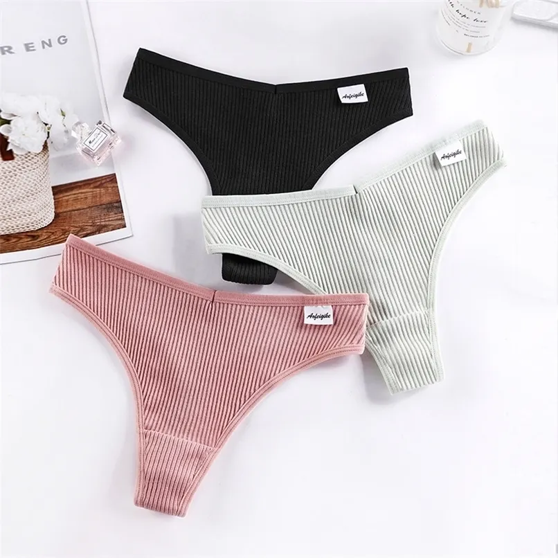 3pcs/lot Panties for Women Sexy Thong Underwear T-Back Briefs Seamless Lingerie Female Fashion Cotton Tanga G-string Breathable 220422