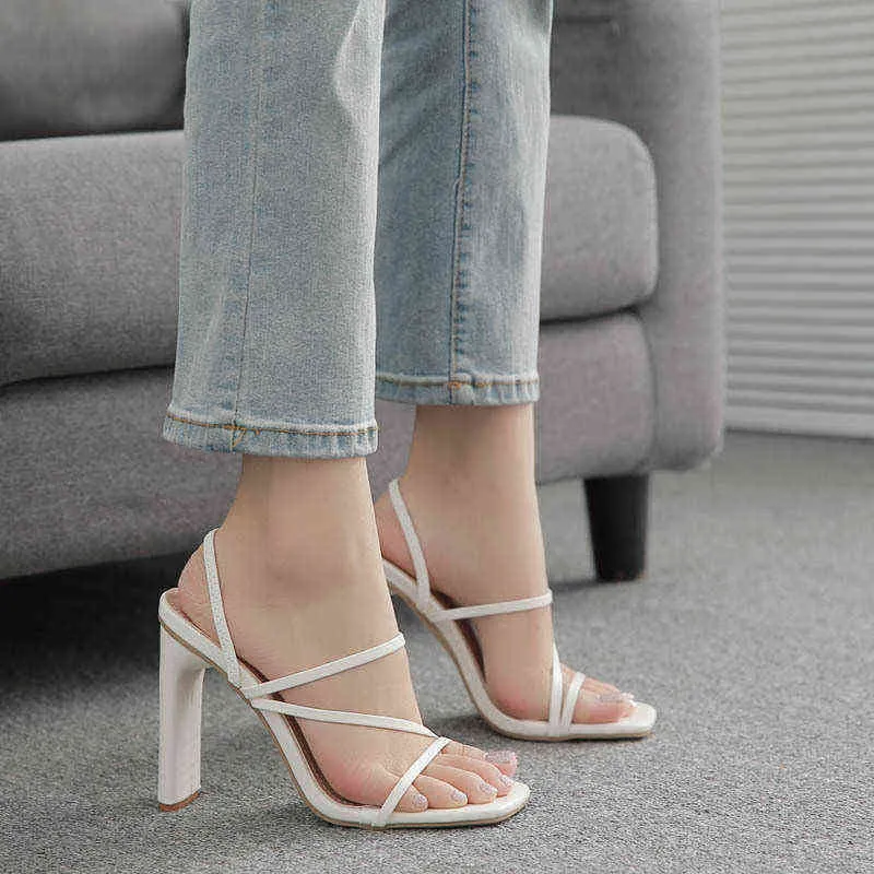 Sexy Sandals Pumps Women Shoes Summer 2022 New Fashion Square Toe High Heels Lad