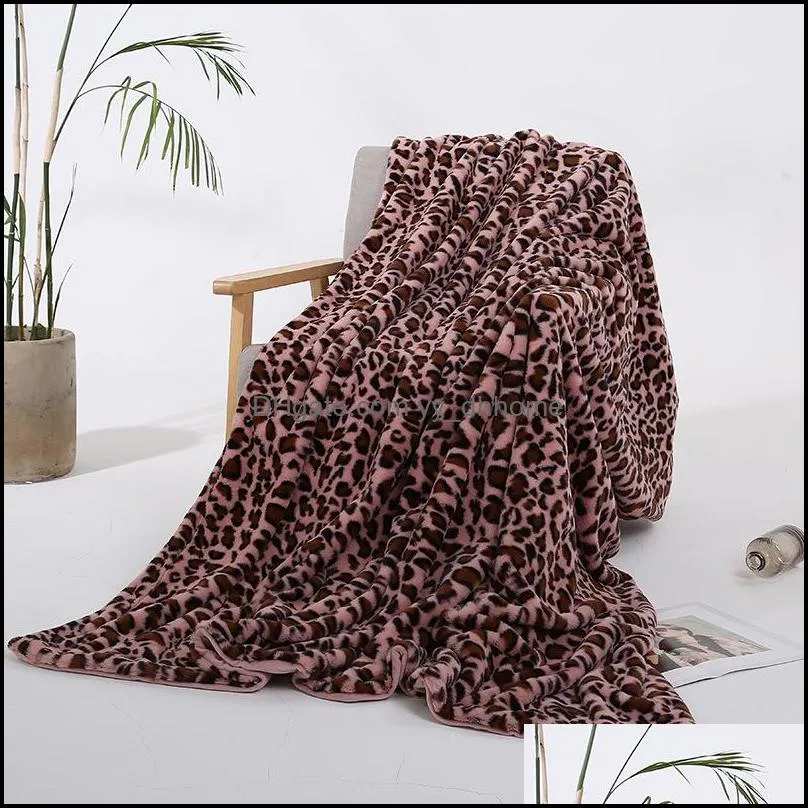 blankets elegant leopard design fuzzy blanket sheets super soft rabbit fur crystal short plush bedding sofa cover wll407