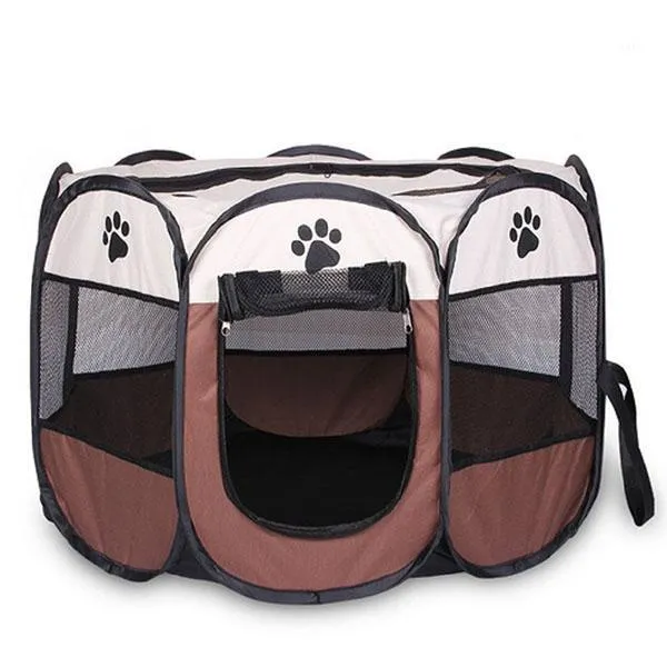 -Portable Folding Pet Tent Dog House Cage Cat Playpen Puppy Kennel Easy Operation Octagon Fence