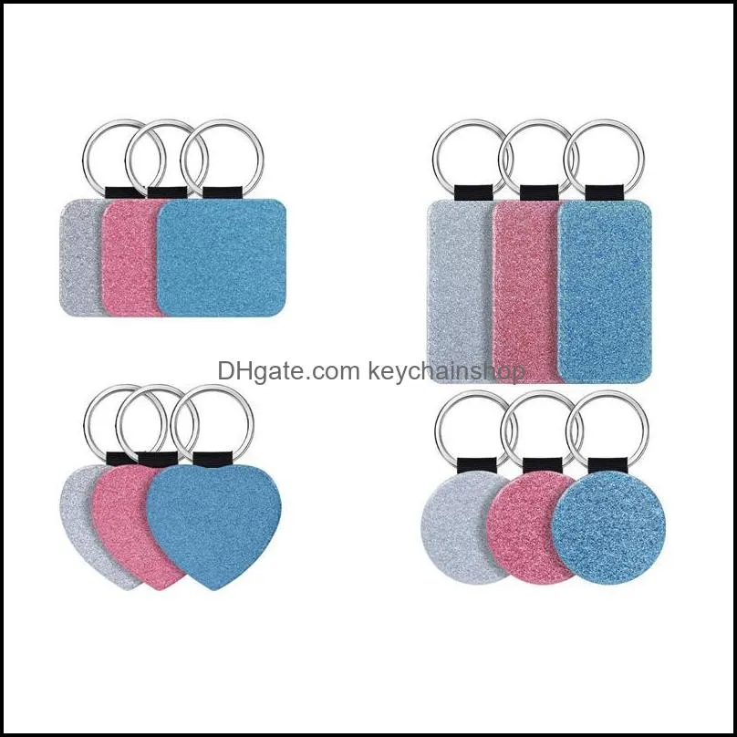 keychains 12 pack 3 colors sublimation blanks keychain 4 types glitter pu leather diy heat transfer keyring