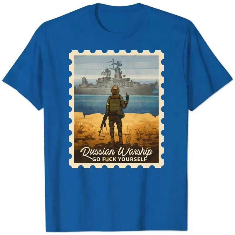 T-shirt da uomo Divertente Nave da guerra Go F-Sink Yourself Uomo TShirt Ucraina Francobollo T-shirt ucraina Manica corta Casual Cotton O-Collo Tees