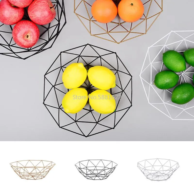 Dishes & Plates Storage Basket Candy Desktop Bedroom Kitchen Fruit Decor European Iron Hollow Black