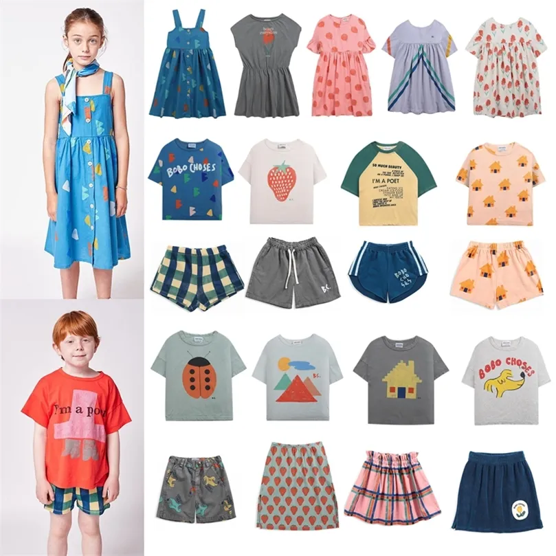 Лето до н.э. бренд Bobo T Roomts Beaby Boys Girls Dressing Детская одежда Дети Симпатичные печатные футболки для малышей шорты футболка 220507
