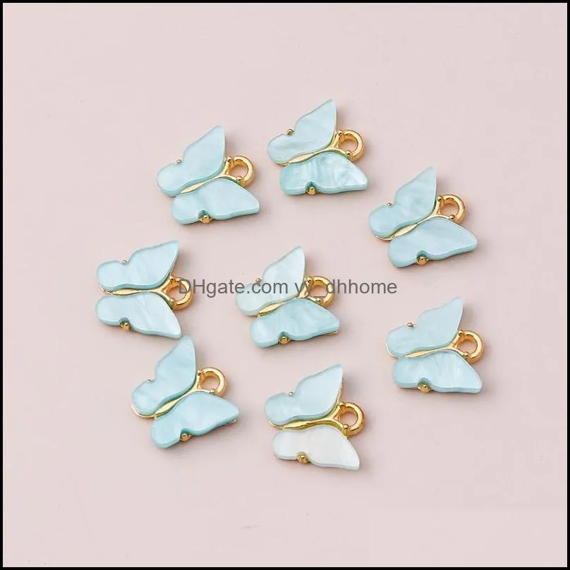 100pcs 13x13mm 9 color pendants resin animal butterfly charms for jewelry making pendant necklaces cute earrings diy handmade