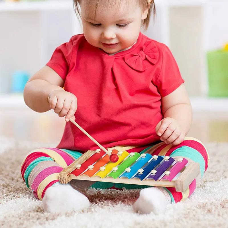 Bébé Jouets Xylophone Jouet Éducatif En Bois Huit Notes Cadre Style Jouets Musicaux Tout-petit Enfants Enfants 2-4 Ans Montessori Jouets 220706