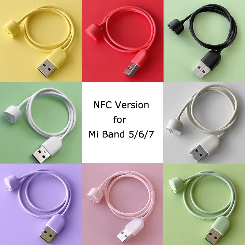 Wersja NFC dla Xiaomi Mi Band 5 6 7 Magnetyczna ładowarka USB Mi Band5 Band6 Band7 Smart Bransoletę Kabel ładowania 40cm długość sznurka