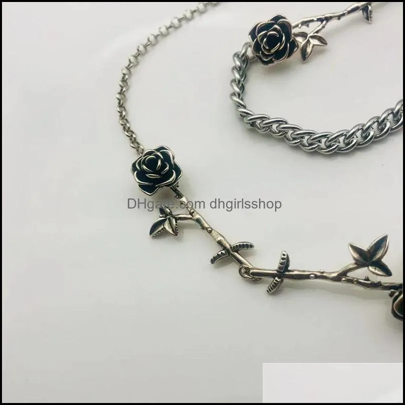 ERD Style Rose Necklace Bracelet Retro Ins Niche Design Men And Women Clavicle Chain Simple Light Luxury Fashion Jewelry